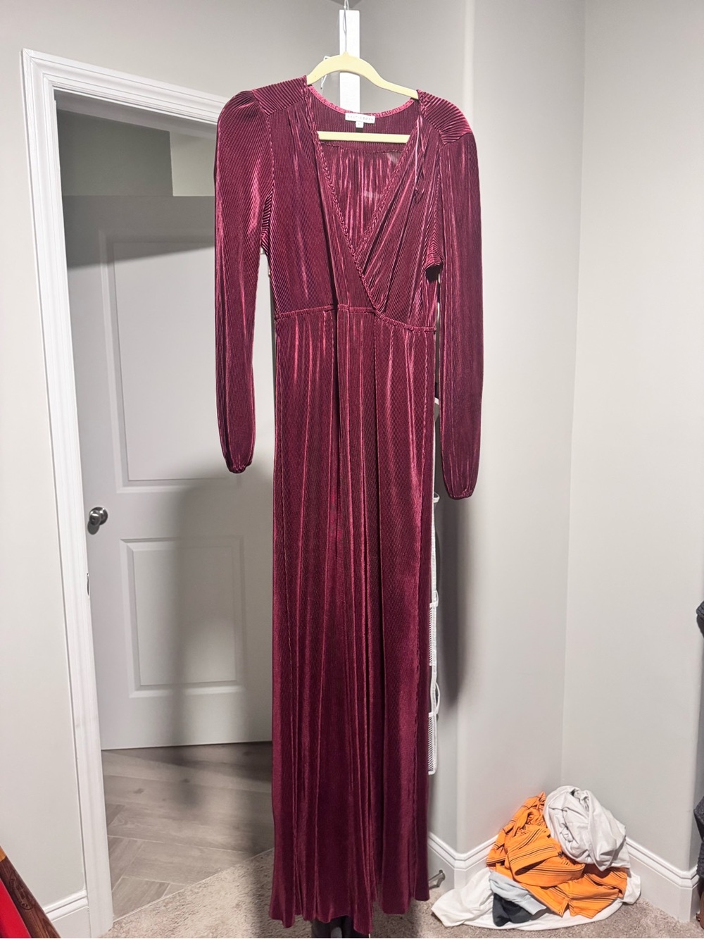 Baltic Born Wine Velvet Long Sleeve Maxi Dress